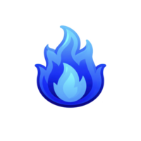 Vibrant blue flame icon with gradient effect, symbolizing energy and heat. flame has stylized, modern design, often used to represent gas or fire in digital graphics png