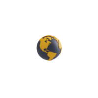 3D illustration of globe with gold continents on transparency background, symbolizing global connectivity and modern design png