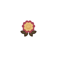 Simple, colorful flower illustration with red and yellow bloom and green leaves, set against plain background. design is minimalistic and cheerful png