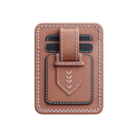 Brown leather card holder with white stitching features multiple slots and secure strap, offering stylish and practical solution for organizing cards png