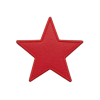 Vibrant red star patch with textured surface, perfect for adding bold accent to clothing or accessories. star striking color and design make it standout piece png