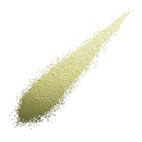 Trail of fine yellow powder is scattered against transparency background, resembling comet tail. texture is granular and color is soft, pale yellow png