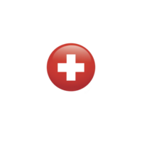Shiny red button with black cross symbol in center, often associated with medical or emergency contexts, stands out against plain background. glossy finish adds modern touch png