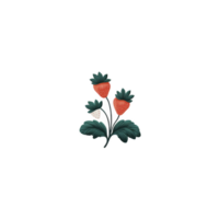 Charming illustration of strawberry plant with three ripe strawberries and green leaves, set against transparent background. design is simple and elegant, perfect for decorative purposes png