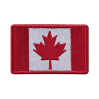 retangular bordado fragmento características canadense bandeira com vermelho bordo folha dentro Centro, cercado de vermelho vertical listras em cada lado. fragmento é projetado para anexo para roupas ou acessórios png