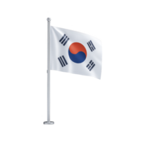 Image shows national flag of South Korea, known as Taegukgi, featuring red and blue yin yang symbol and four black trigrams on transparency background png