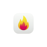 This features vibrant flame icon with gradient of yellow to red, set against transparency background. design is simple and modern, conveying energy and warmth png