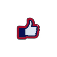 Thumbs up icon with blue hand and red outline symbolizes approval or agreement. design is simple and bold, often used in digital communication png