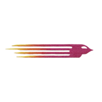This features stylized, abstract design of fish with elongated fins, resembling flames. colors transition from red to yellow, creating dynamic and vibrant appearance. background is transparent png