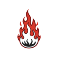 Stylized red and black flame icon with bold design, symbolizing energy and intensity. flame has modern and dynamic appearance, suitable for various creative uses png