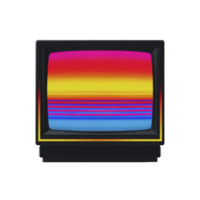 Retro television set displays vibrant, colorful gradient screen with shades of red, orange, yellow, and blue, evoking nostalgic and artistic feel png