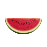 Juicy slice of watermelon with vibrant red flesh and black seeds is displayed against plain background, showcasing its refreshing and summery appeal png