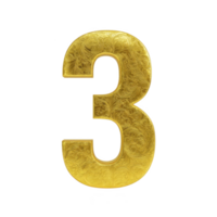 Golden number three with intricate floral patterns on transparency background, symbolizing elegance and luxury png