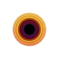 Vibrant mandala design with concentric circles in warm colors like orange, red, and yellow, creating mesmerizing pattern. intricate details and symmetry evoke sense of harmony and balance png