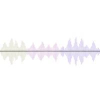 Colorful soundwave pattern on transparency background, showcasing gradient of yellow, pink, and blue hues. waveform reflects dynamic and vibrant audio representation png