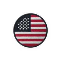 This shows circular patch featuring American flag design with stars and stripes, symbolizing patriotism and national pride. patch is embroidered with red, white, and blue colors.American flag png