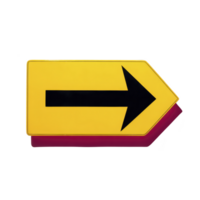 Bright yellow road sign with bold black arrow pointing right, indicating direction or navigation. sign is isolated on transparency background, emphasizing its clarity and purpose png