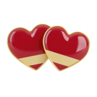 Two glossy red heart shaped objects with gold accents are placed side by side, symbolizing love and connection. shiny surface and elegant design evoke sense of romance and luxury png