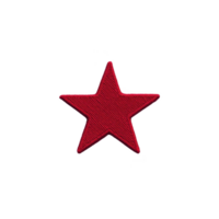 Red embroidered star patch on transparency background, symbolizing boldness and creativity. star texture adds depth, making it ideal for fashion or design projects png