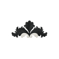 Ornate black and white decorative flourish with intricate leaf patterns, perfect for embellishing designs or adding touch of elegance to projects png