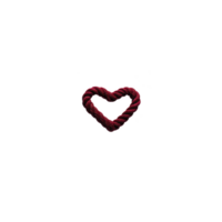 Red rope heart shape on transparent background symbolizes love and connection. intertwined texture adds rustic and handmade feel, perfect for romantic or craft themed designs png