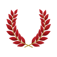 Red laurel wreath with gold stems symbolizes victory and achievement, often used in awards and ceremonies. vibrant red leaves contrast with gold, creating striking and elegant design png