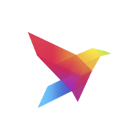 Colorful geometric bird illustration with gradient of red, orange, yellow, and blue hues, creating vibrant and modern design. abstract style adds dynamic and artistic touch png