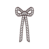 Decorative black and white rope bow with intricate detailing, creating elegant and classic appearance. design is symmetrical and suitable for various decorative purposes png