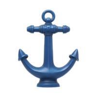 Blue anchor with classic design, featuring ring at top and pointed flukes, isolated on transparency background. anchor symbolizes stability and strength png