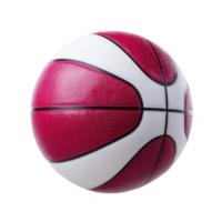 Red and white basketball with textured surface is shown against plain background, highlighting its vibrant colors and design. ball distinct pattern and color make it stand out png