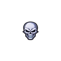 Menacing skull illustration with sharp features and sinister grin, set against plain background. design is bold and striking, perfect for use in edgy or gothic themed projects png