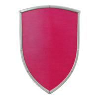 Vibrant pink shield with metallic border, symbolizing protection and strength. textured surface adds depth and interest, making it striking emblem png
