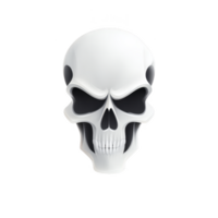 Stylized white skull with black eye sockets and smooth surface, conveying bold and eerie expression. design is simple yet striking, suitable for Halloween themes png