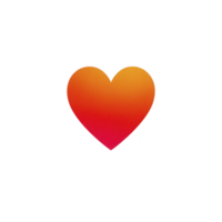 Vibrant gradient heart symbol with smooth transition from orange to red, set against plain background, conveys warmth and affection png