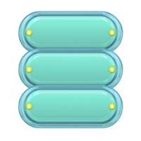 Three turquoise, oval shaped buttons with glossy finish and yellow circular accents are aligned vertically, creating modern and sleek design png