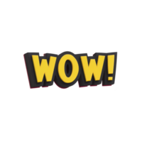 Bold, yellow WOW text with black outline creates striking and energetic visual impact. playful design conveys excitement and surprise, making it ideal for attention grabbing graphics png
