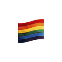 vibrante arco Iris bandeira PIN com seis colorida listras simbolizando diversidade e orgulho, conjunto contra avião fundo. bandeira ondas suavemente, representando inclusividade e unidade png