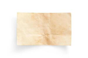 Old paper sheet background. Grunge vintage paper texture isolated on white background. photo