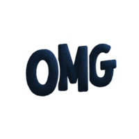 3D text illustration of word OMG in bold, dark blue letters, conveying surprise or excitement. letters have textured appearance, adding depth and dimension to design png