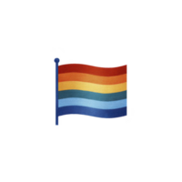 This features flag with horizontal stripes in shades of red, orange, yellow, and blue, symbolizing inclusivity and diversity. flag waves gently, conveying sense of unity and pride png