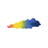 Vibrant watercolor splash blends red, yellow, and blue hues, creating dynamic gradient with textured, artistic feel. abstract design evokes creativity and imagination png