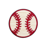 Round embroidered patch features classic baseball design with red stitching on transparency background, symbolizing sports and teamwork. Perfect for apparel or accessories png
