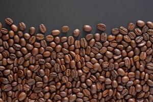 Coffee beans background. Top view coffee beans with copy space area for your text. Close up. photo