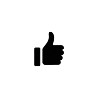 Black thumbs up icon on transparent background symbolizes approval or agreement. This simple and clear design is often used in digital communication to express positivity or endorsement png