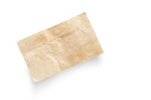 Old paper sheet background. Grunge vintage paper texture isolated on white background with clipping path. photo