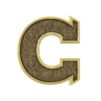 Textured, gold outlined letter C with wooden appearance, showcasing blend of elegance and rustic charm. design is suitable for decorative purposes, adding touch of sophistication png