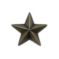 Metallic bronze star with shiny surface and five points, symbolizing achievement or excellence, isolated on transparency background png