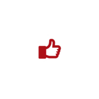 Red thumbs up icon on transparency background symbolizes approval or agreement. simple design conveys positivity and endorsement effectively png
