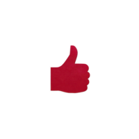 Red thumbs up icon on transparent background symbolizes approval or agreement. simple design is often used in digital communication to express positivity or endorsement png