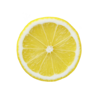 Fresh lemon slice with vibrant yellow color and juicy texture is displayed on transparency background, highlighting its citrusy appeal png